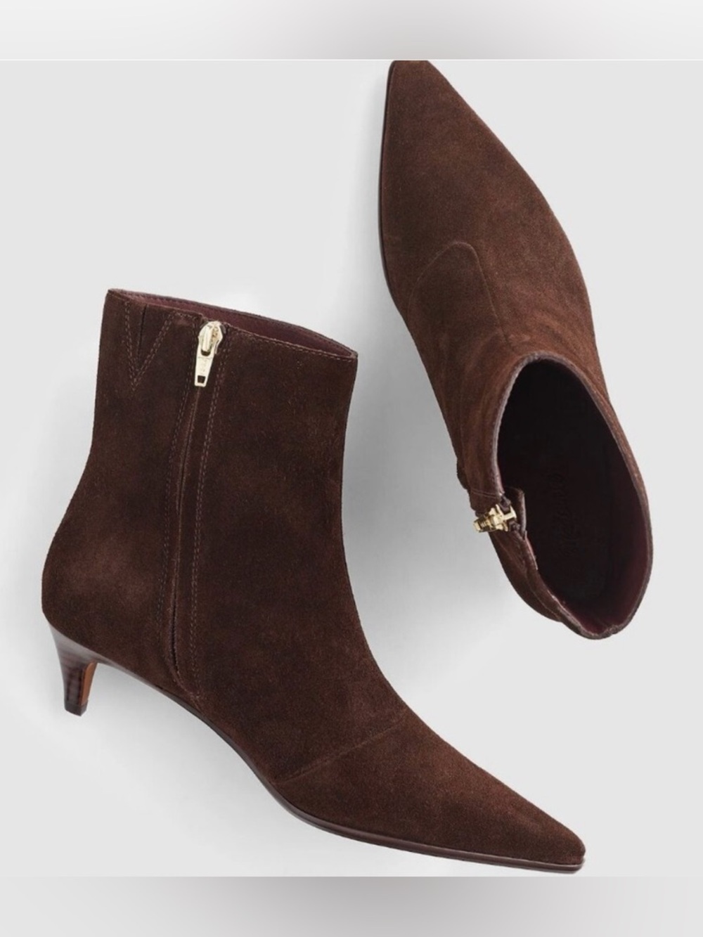 Madewell Brown Suede Pointed-Toe Ankle Booties